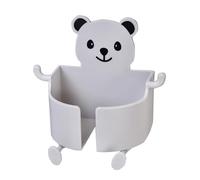 LLINthy Supporto da parete per telefono salvaspazio mobile rack telecomando organizzatore orso tema titolare con gancio piccolo oggetto rack