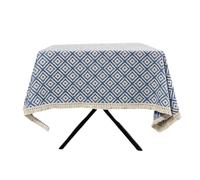 LLINthy Tovaglia moderna geometrica blu lavabile con frange dettaglio per piani di lavoro della cucina protezioni mobili tovaglia blu decorazioni per la casa