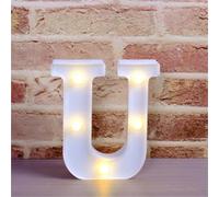 LLiuvccz Lampada con lettere dell'alfabeto luminose, luci LED decorative, luce notturna per casa, matrimonio, compleanno, Natale, festa decorativa (U, 21,8 cm)