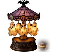 LLiuvccz Luci a giostra fantasma, pipistrelli e teschi, decorazione per Halloween, luce calda, ricaricabile, vintage, decorazione per feste di Halloween o regalo (1 pezzo)