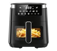 LLIVEKIT Friggitrice ad Aria 5,5 L, Air Fryer 7 Programmi di Cottura e Mantenimento in Caldo, 95% Senza Olio, 80-200 °C, Timer 1-60 Minuti, con Finestra Visibile e Luce Interna, Nero