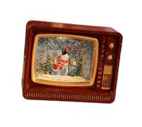 Lljsszr Christmas Music Light Lantern Globo di Neve Musicale a Forma di Televisore Scatola Musicale Natalizia con Luci Effetto Nevicata Realizzata in P, Pupazzo di Neve Rosso