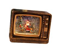 Lljsszr Christmas Music Light Lantern Globo di Neve Musicale a Forma di Televisore Scatola Musicale Natalizia con Luci Effetto Nevicata Realizzata in P, Babbo Natale Retro Gold