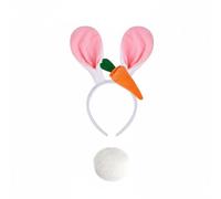 Lljsszr Fermaglio per Capelli Bambini Fascia Orecchie Coniglio Cerchietto Animale Accessorio Capelli Fascia Costume Leggera Modellabile con Filo Ferro Interno, Bianco+Rosa, Orecchie+Coda