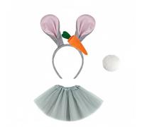 Lljsszr Fermaglio per Capelli Bambini Fascia Orecchie Coniglio Cerchietto Animale Accessorio Capelli Fascia Costume Leggera Modellabile con Filo Ferro Interno, Grigio+Rosa, Orecchie+Gonna