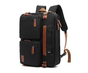 Lljsszr Zaino Porta Laptop Uomo Borsa Computer Cartella Valigetta Materiali Resistenti in Nylon E Poliestere con Inserti in Pelle Portabilità Confortevole con, Array, 10001尼龙黑色, 17.3 Pollici