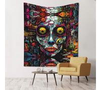 LLKGOT Arazzo decorativo da parete con immagine di un volto meccanico, morbido e resistente, adatto per decorare pareti o copriletti
