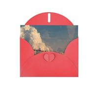 LLKGOT Biglietto d'auguri con immagine di aeroplano tra le nuvole colorate, carta perlescente di alta qualità, design a doppio lato effetto perlato