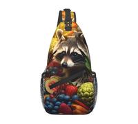 LLKGOT Borsa a tracolla con immagine di procione tra i frutti adatta per uomini e donne, adatta per borse fitness e escursioni