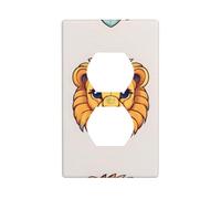 LLKGOT Cartoon cute little lion Pattern Dual socket pannello a parete copertura di alimentazione domestica durevole per prese decorative e interruttori