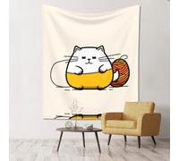 LLKGOT Decorazione da parete con immagine di gatto grasso, morbido e resistente, adatto per decorare pareti o copriletti