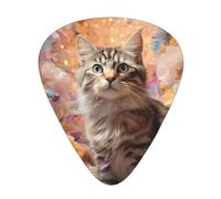 LLKGOT Energetic Cat Picture Plettro per chitarra, 12 pezzi, con tre combinazioni di plettri di spessore, adatto per basso e ukulele