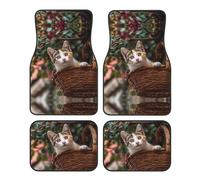 LLKGOT I tappetini per auto con gattino nel cestino con antiscivolo anteriore e posteriore sono adatti per auto, camion e SUV