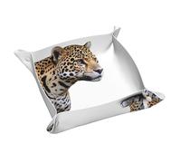 Llkgot Jaguar - Vassoio portaoggetti in pelle con stampa a righe, in PVC di alta qualità, double-face, per una comoda conservazione e organizzazione