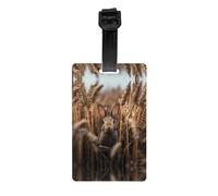LLKGOT Le etichette per bagagli e le etichette per borse da viaggio con immagine di coniglietto nel campo di grano sono adatte sia per uomini che per donne per prevenire bagagli