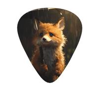 LLKGOT Little Fox Hiding from the rain Picture Plettro per chitarra, 12 pezzi con tre combinazioni di plettri di spessore, adatto per basso e ukulele