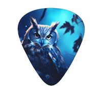 LLKGOT Owl in the Moonlight Picture Guitar plettro 12 pezzi con tre combinazioni di plettri di spessore adatto per basso e ukulele