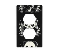 LLKGOT Panda con fiore Pattern Doppio pannello a parete presa copertura di alimentazione domestica durevole per prese decorative e interruttori