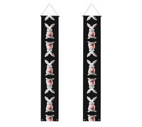 LLKGOT Piccolo coniglio bianco che tiene l'immagine dell'uovo di Pasqua Portico banner laurea decorazione parete, adatto per interni ed esterni 30,5 x 180 cm