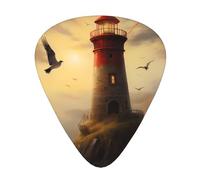 LLKGOT Plettro per chitarra Little Sparrow Flying to the Lighthouse Picture 12 pezzi con tre combinazioni di plettri di spessore adatto per basso e ukulele
