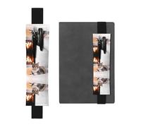 LLKGOT Portapenne in pelle, segnalibro con stampa a caldo camino, per diari, diari, agende, con cinturino regolabile