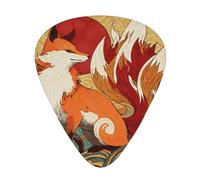 LLKGOT Red Sun - Plettro a nove code per chitarra, 12 pezzi, con tre combinazioni di plettri di spessore, adatto per basso e ukulele