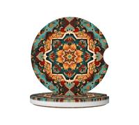 LLKGOT Ricchi colori stampano i sottobicchieri dell'automobile del modello 2 cuscinetti ceramici assorbenti della bevanda di slittamento dell'anti , decorazioni dell'automobile