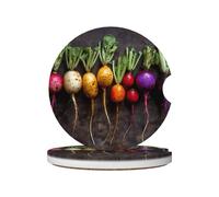 LLKGOT Sottobicchieri colorati dell'automobile del modello dei ravanelli 2 cuscinetti ceramici assorbenti anti slittamento della bevanda, decorazioni dell'automobile