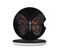 LLKGOT Sottobicchieri per auto con motivo a farfalla misteriosa, 2 assorbenti in ceramica antiscivolo, decorazioni per auto