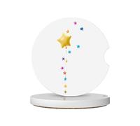 LLKGOT Sottobicchieri per auto con motivo a stelle a cinque punte e stelle colorate, 2 assorbenti in ceramica antiscivolo, decorazioni per auto