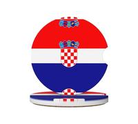 LLKGOT Sottobicchieri per auto con motivo bandiera della Repubblica di Croazia, 2 assorbenti in ceramica antiscivolo, decorazioni per auto