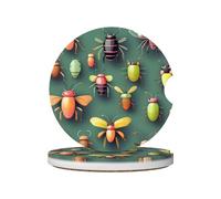 LLKGOT Sottobicchieri per auto con motivo di atlante, 2 assorbenti in ceramica antiscivolo, decorazioni per auto