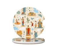 LLKGOT Sottobicchieri per auto, motivo architettura egiziana, 2 assorbenti in ceramica antiscivolo, decorazioni per auto