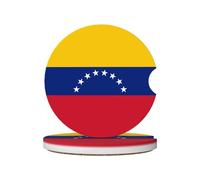 LLKGOT Sottobicchieri per auto, motivo bandiera del Venezuela, 2 assorbenti in ceramica antiscivolo, decorazioni per auto