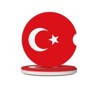 LLKGOT Sottobicchieri per auto, motivo bandiera della Turchia, 2 assorbenti in ceramica antiscivolo, decorazioni per auto