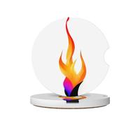 LLKGOT Sottobicchieri per auto, motivo fiamme danzanti, 2 assorbenti in ceramica antiscivolo, decorazioni per auto
