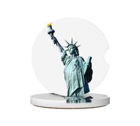LLKGOT Sottobicchieri per auto, motivo Statua della Libertà, 2 assorbenti in ceramica antiscivolo, decorazioni per auto