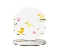 LLKGOT Sottobicchieri per auto, motivo uccello canto felice, 2 assorbenti in ceramica antiscivolo, decorazioni per auto