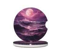 LLKGOT Sottobicchieri viola dell'automobile del modello della marea 2 anti cuscinetti ceramici assorbenti della bevanda di slittamento, decorazioni dell'automobile