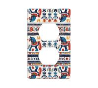 LLKGOT Svedese Dala Horse Folk Pattern Dual Socket pannello a parete copertura di alimentazione domestica durevole per prese decorative e interruttori