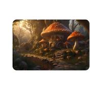 LLKGOT Tappetino antiscivolo con motivo mondo di funghi, per interni ed esterni, adatto per ingressi di camera da letto e bagno, 40,6 x 61 cm