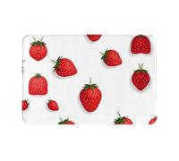 LLKGOT Tappetino antiscivolo rosso allettante motivo fragola per interni ed esterni, adatto per ingressi camera da letto e bagno, 40,6 x 61 cm