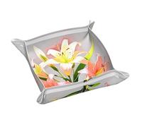 Llkgot Un bouquet di gigli in pelle stampa piena fioritura vassoio portaoggetti piccolo PVC di qualità vassoio in pelle double-face per una comoda conservazione e organizzazione