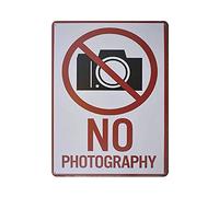 LLLDHGCBSS Targa in metallo con scritta in inglese "No Photography", poster vintage con pittura in ferro, decorazione da parete per esterni, bar, garage, fattoria, 40,6 x 30,5 cm