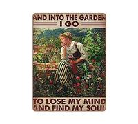 LLLDHGCBSS Targa in metallo con scritta "The Garden I Go to Lose My Mind", stile vintage, decorazione da parete, per cucina, casa, garage, 40,6 x 30,5 cm