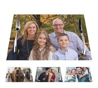 LLLGSH Tovagliette familiari Personalizzate - Realizza tovagliette Personalizzate per 6 Membri della Famiglia - Tovagliette con Le tue Foto e Testo - Lavabile - 40x30 cm