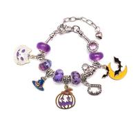 LLLmhuaa Cristallo Perline Handchain Cappello di Halloween Zucca Bat Bracciali Handmade Zucca Ciondolo Wristband Handchain Partito Nero Ciondolo Gioielli a tema Halloween, Misura unica, come descritto