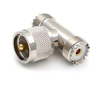 LLLmhuaa Kit connettore adattatore coassiale maschio a 2x femmina UHF PL-259 SO-239 M/F adattatore per cavo di prolunga tipo CCTV