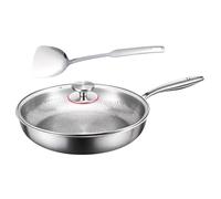 LLLmhuaa Pentole in metallo con coperchio strutturato e spatola, manico ergonomico per una migliore distribuzione del calore, set per stufa elettrica