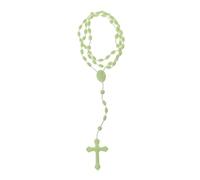 LLLucky Collana con Croce Luminosa in plastica Perline Rosario Cattolicesimo Collana Religiosa Gioielli Verde